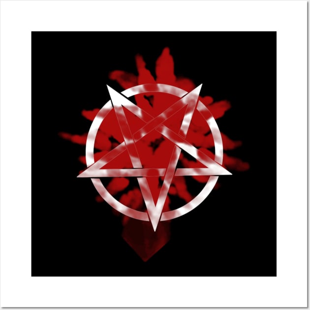 Pentagram with blood stains Wall Art by SpassmitShirts